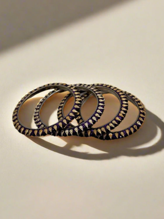Purple Crystal Bangle Set
