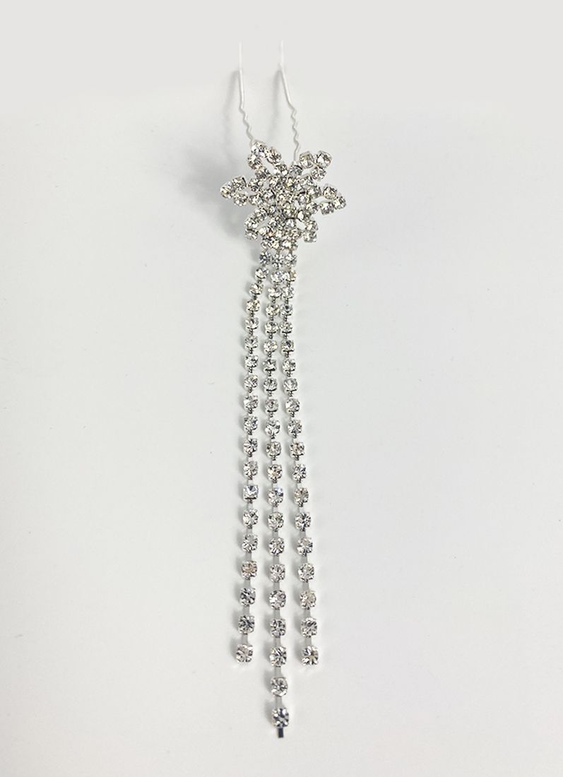 Diamonte Bun Pins Silver