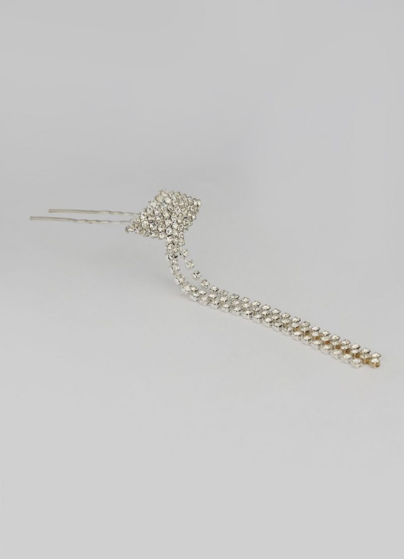 Diamonte Silver Bun Pins