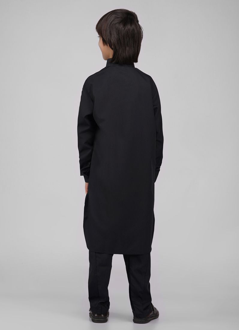 Buy Boy's Black Poyester Kurta Salwar Set