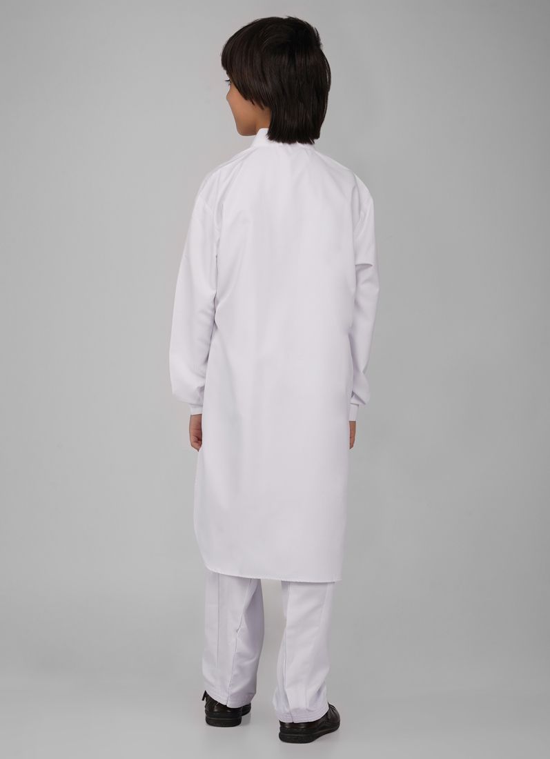 Buy Boy's White Polyester Kurta Salwar Set