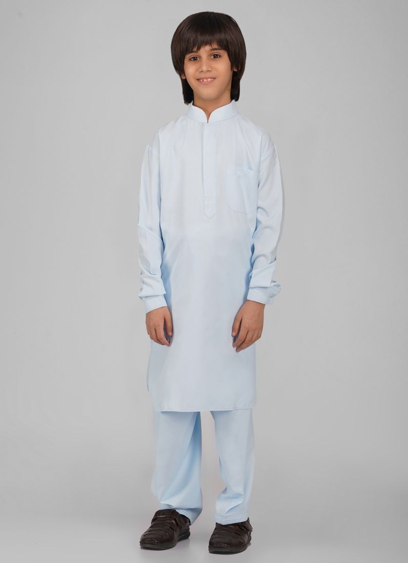 Buy Boy's Blue Poyester Kurta Salwar Set
