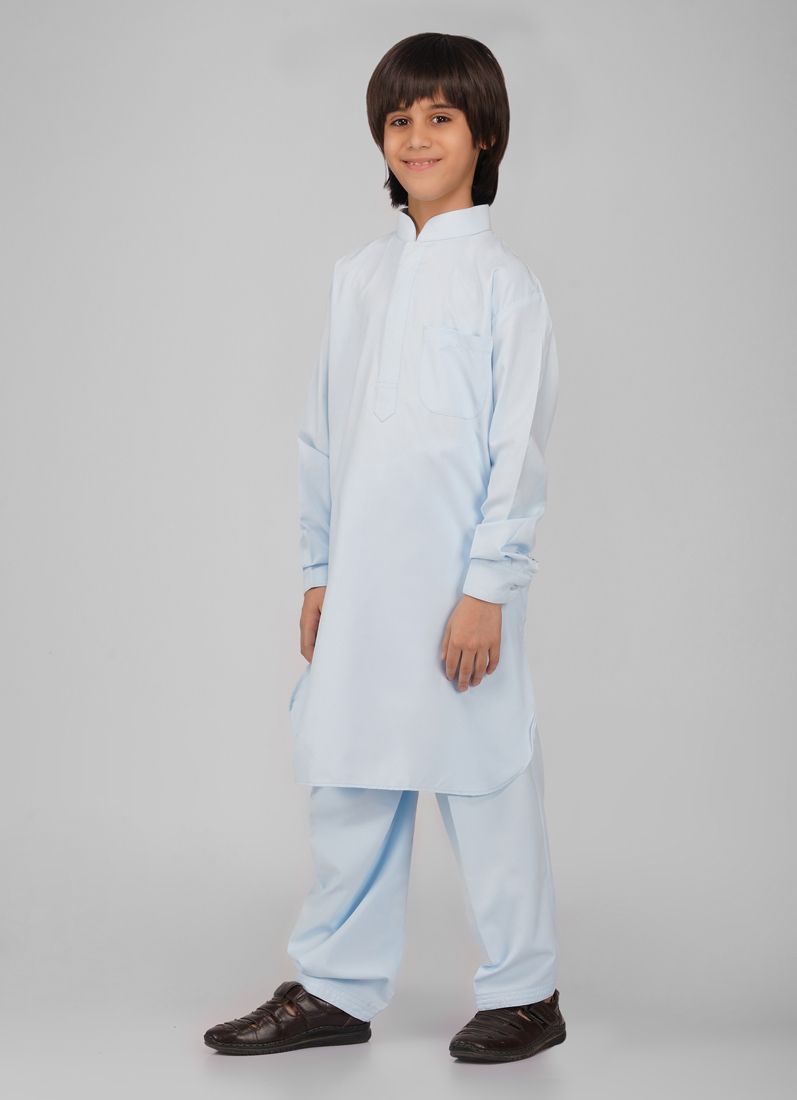 Buy Boy's Blue Poyester Kurta Salwar Set