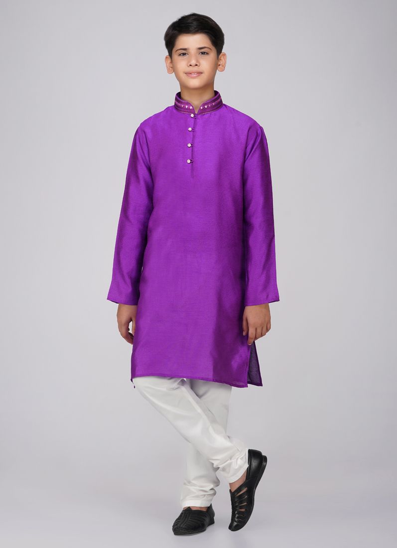 Buy Boys Purple Polyester Kurta Pajama Set