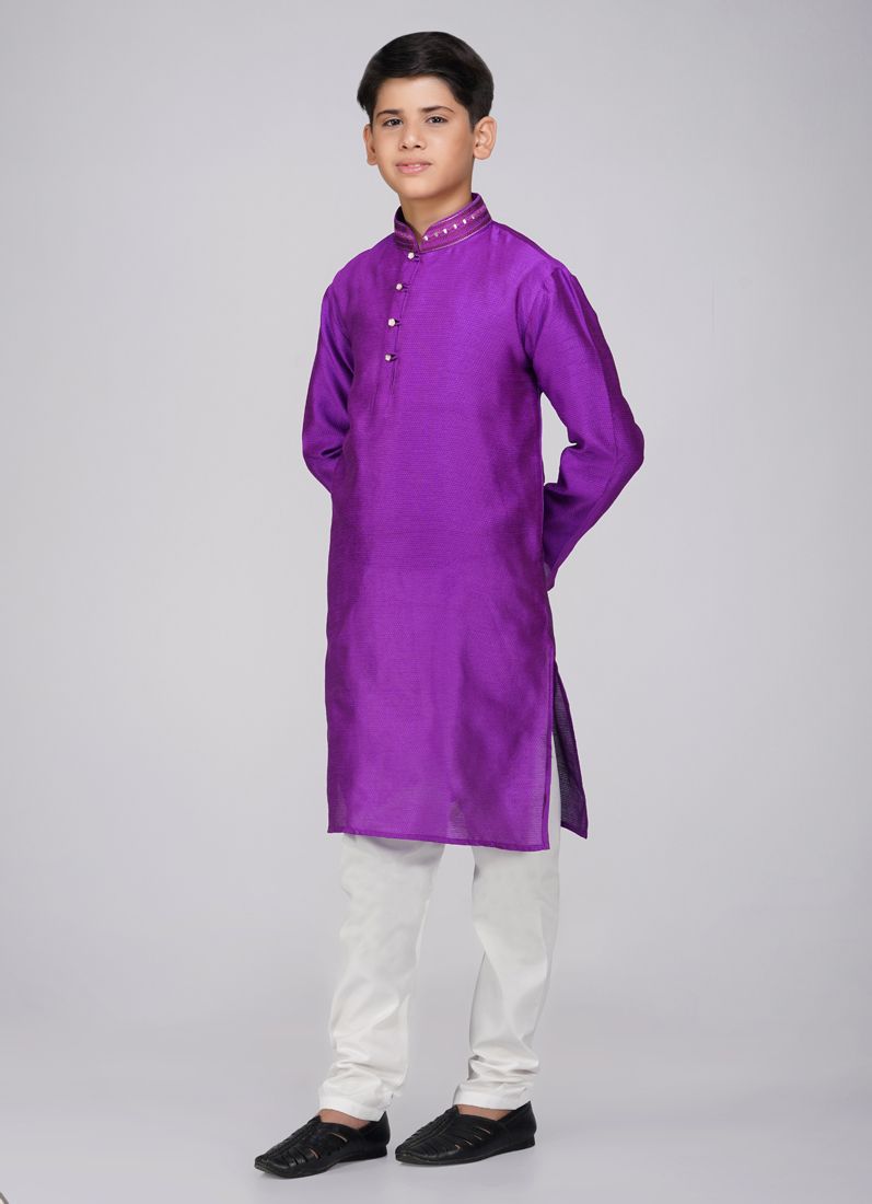 Buy Boys Purple Polyester Kurta Pajama Set