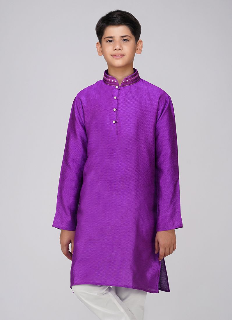 Buy Boys Purple Polyester Kurta Pajama Set