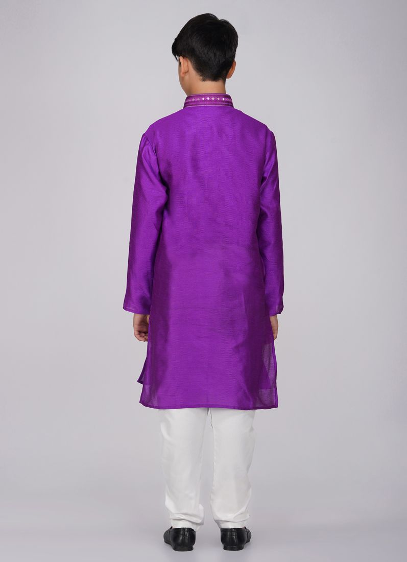 Buy Boys Purple Polyester Kurta Pajama Set
