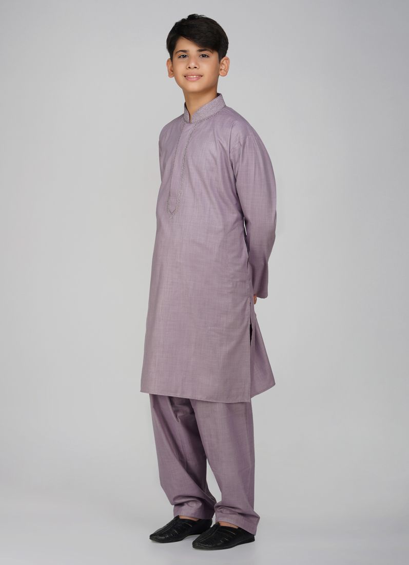 Buy Boys Lilac Cotton Kurta Pajama Set