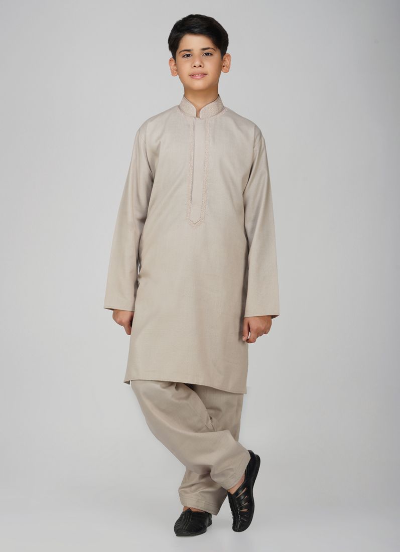 Buy Boys Purple Cotton Embroidered Kurta Set