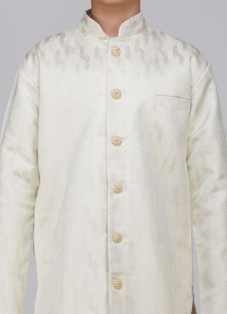 Buy Boys Light Green Brocade Semi Sherwani Set