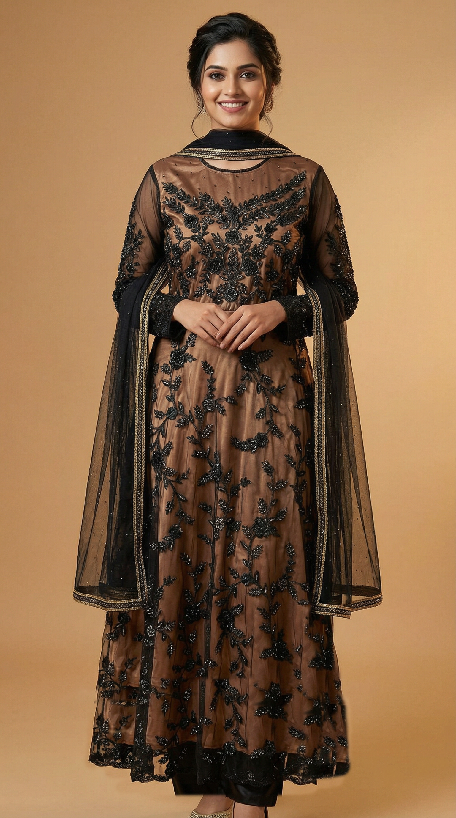 Black Net Anarkali suit