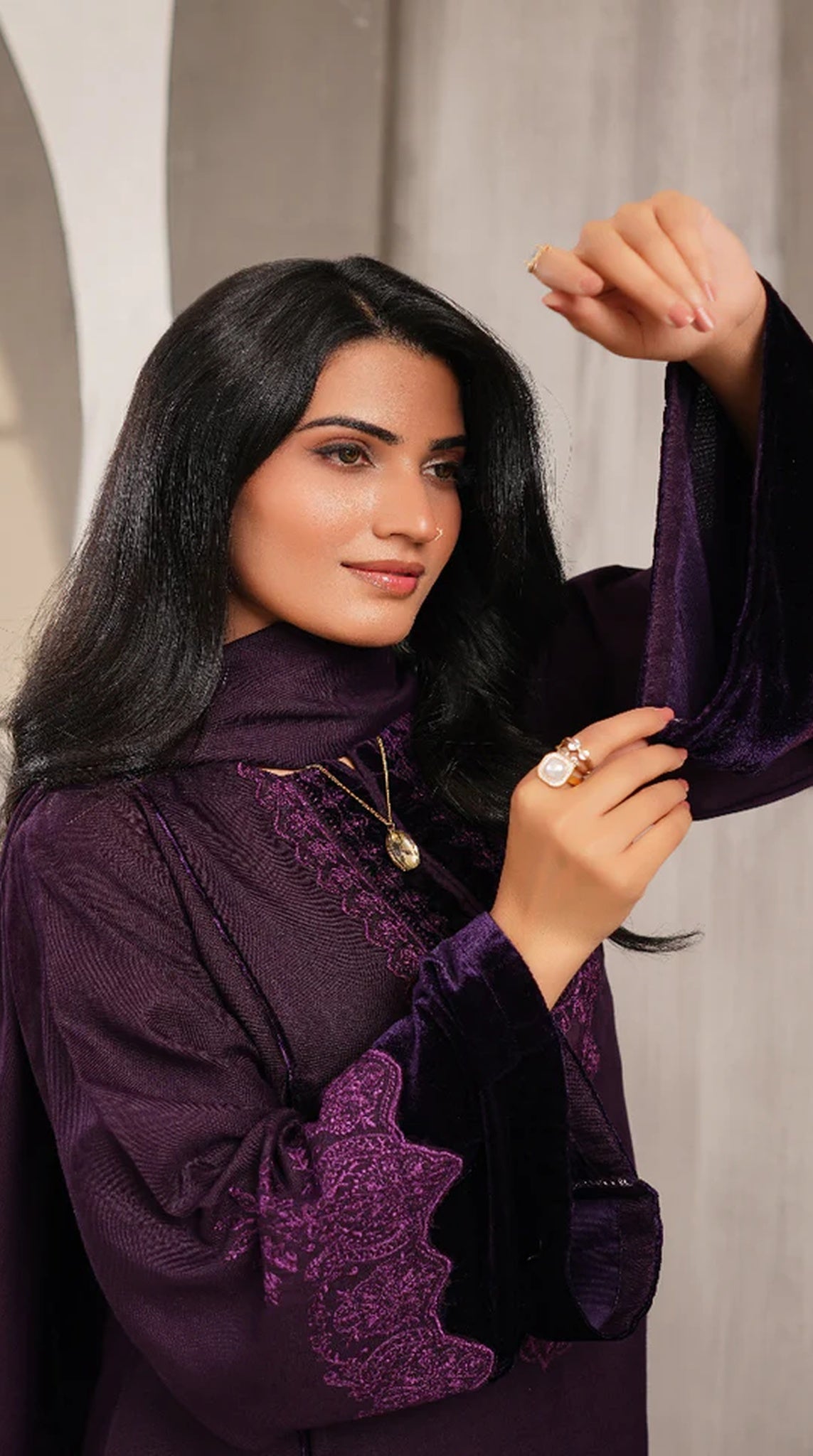 Stunning Purple Dhanak Suit Set