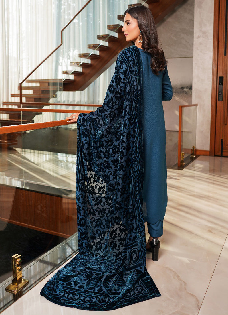 Deep Blue Dhanak Suit Set