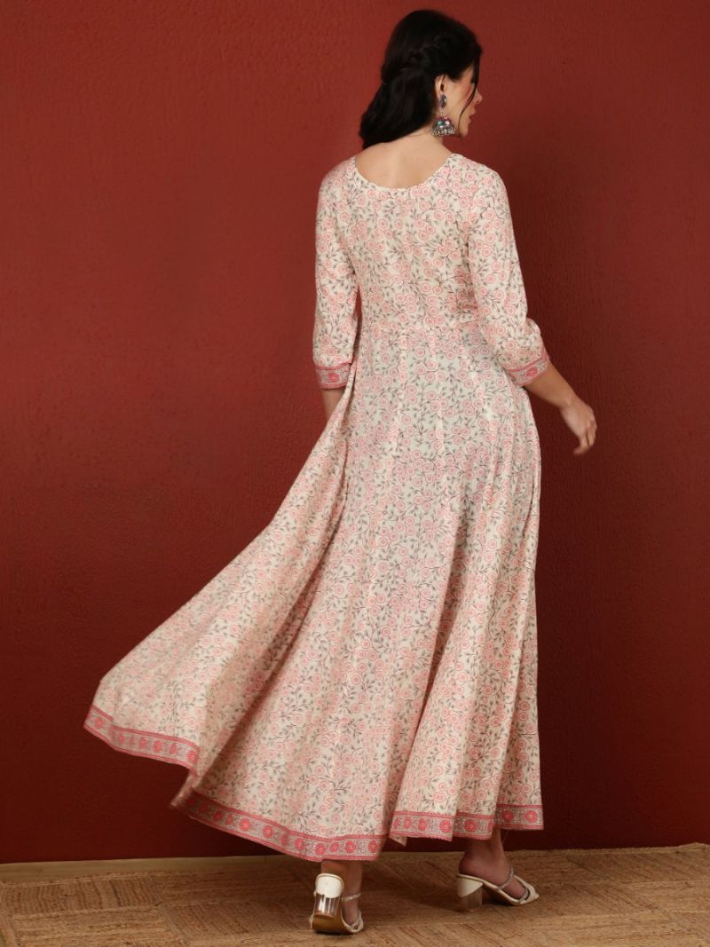 Buy Off-White Cotton Printed Dress
