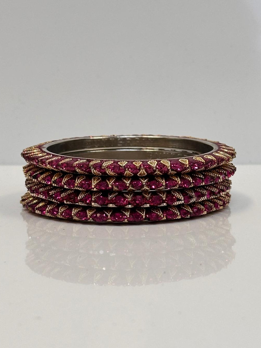 Pink Crystal Bangle Set
