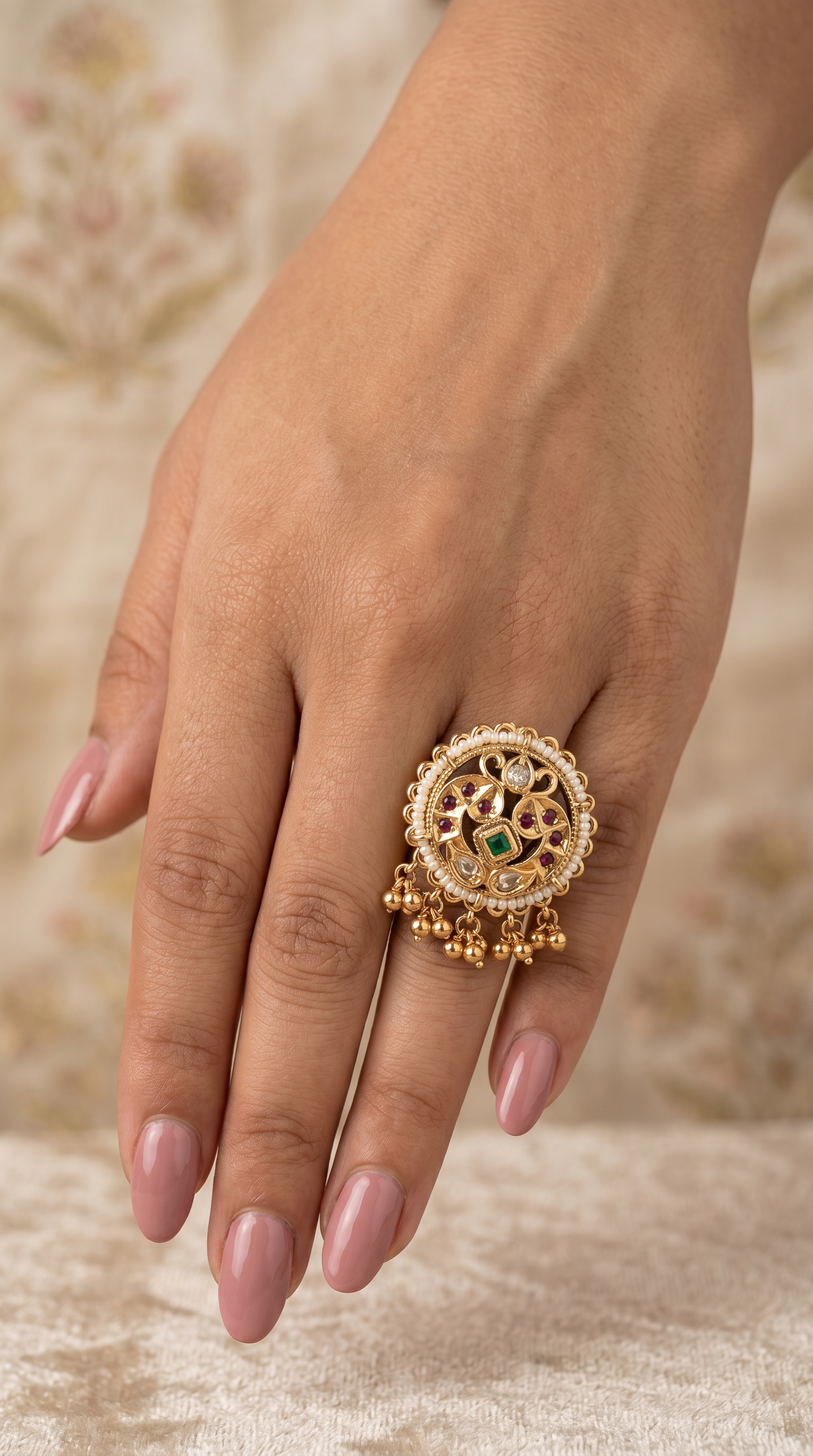 Trending Kashmiri Maroon & Green Ring