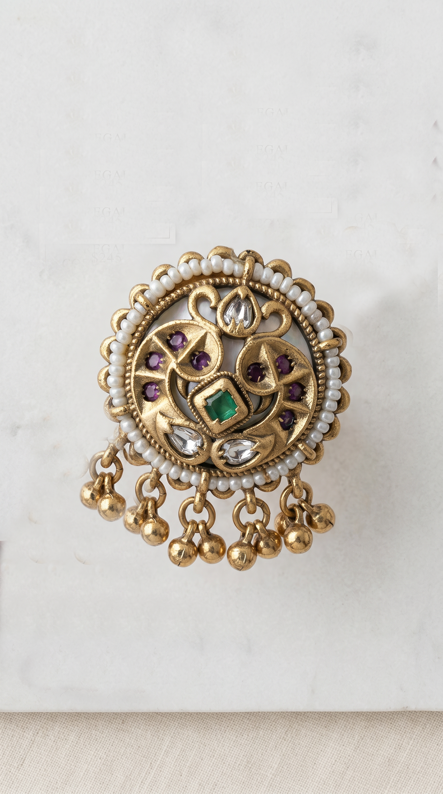 Trending Kashmiri Maroon & Green Ring