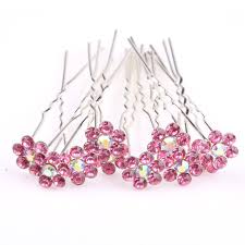 Pink Flower Diamante Bun Pins