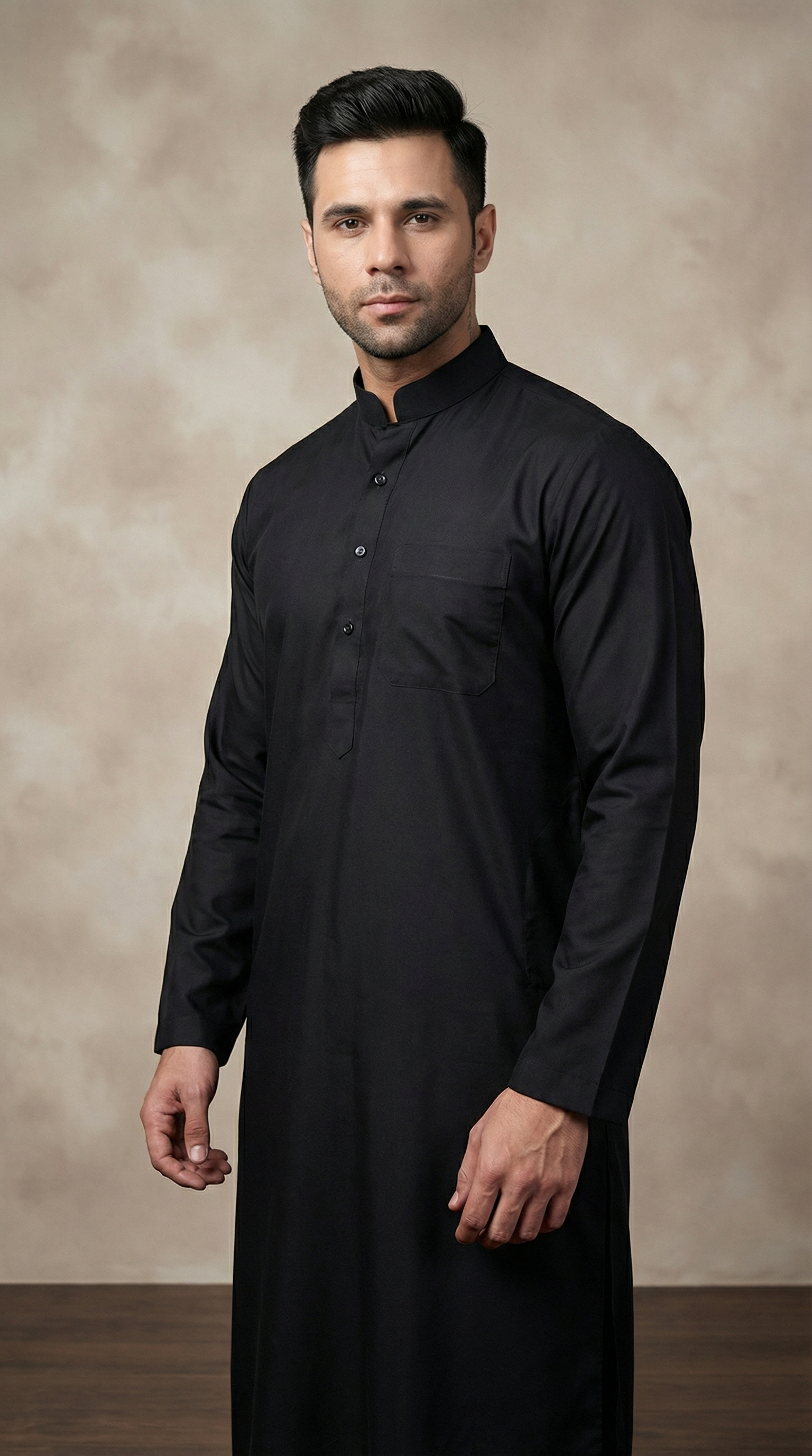 Men's Smart Black Long Jubba