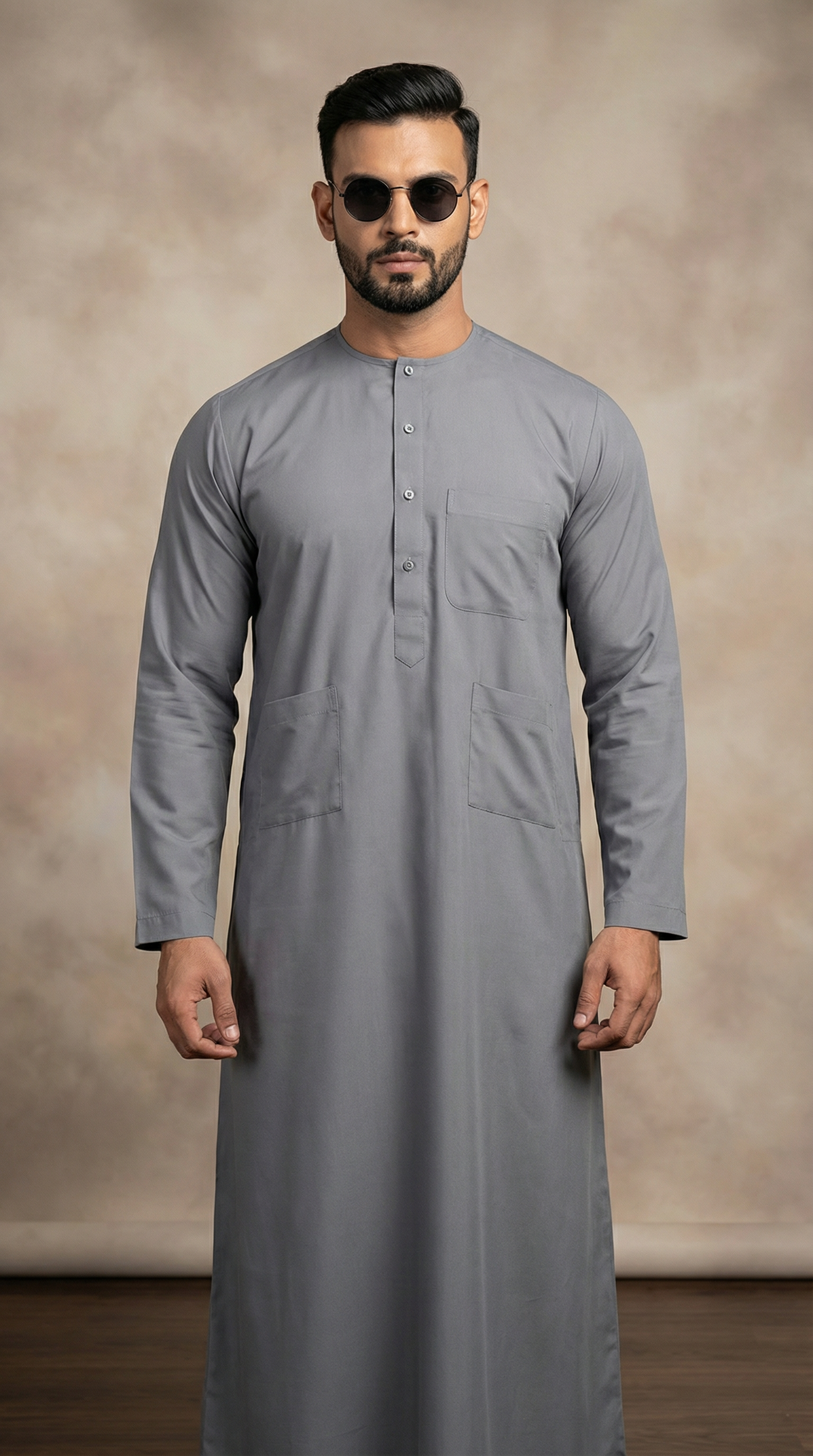 Men's Grey Polyester Jubba