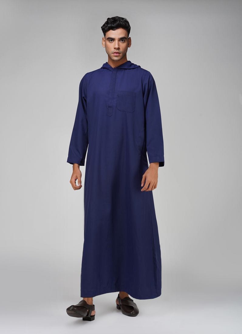 Buy Men's Navy Blue Polyester Jubba
