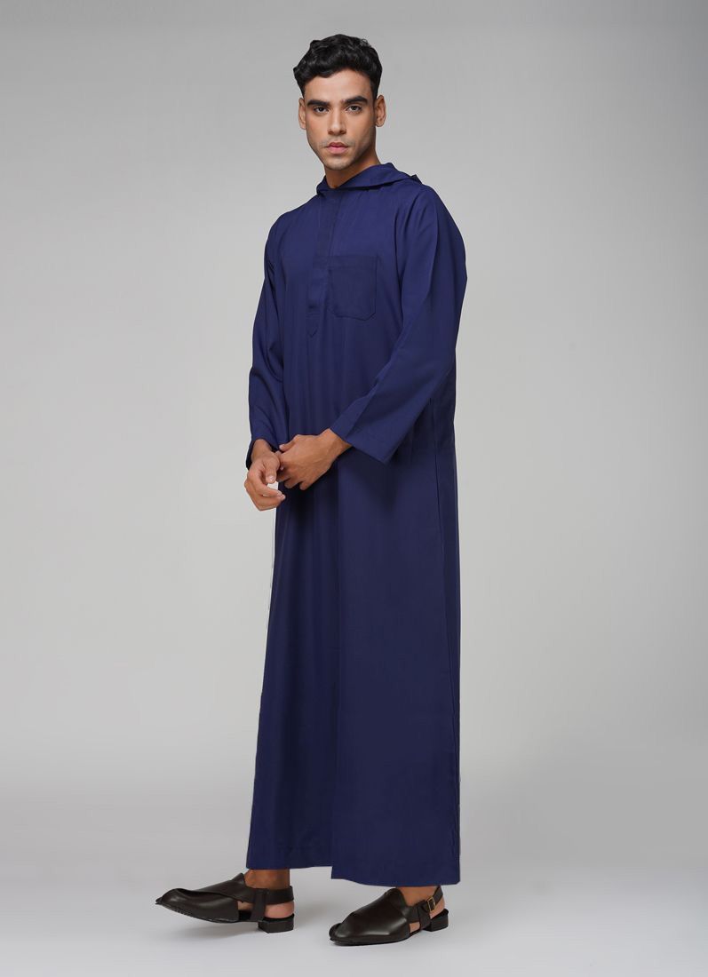 Buy Men's Navy Blue Polyester Jubba