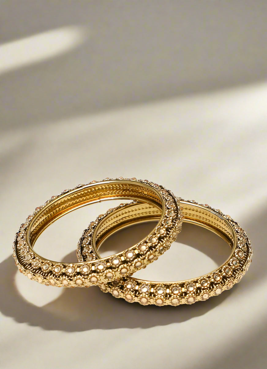 Buy Gold stonework bangle set