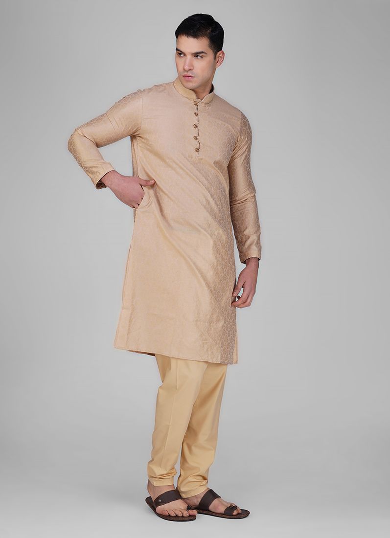 Gold Resham Brocade Kurta Pajama Set