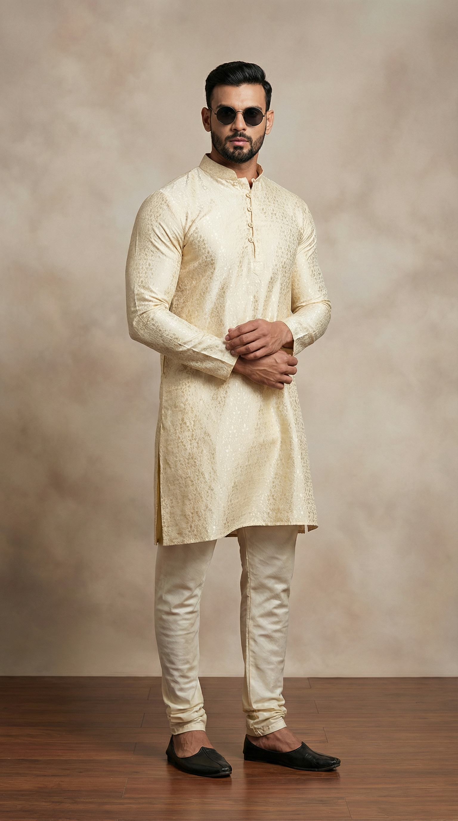Gold Resham Brocade Kurta Pyjama