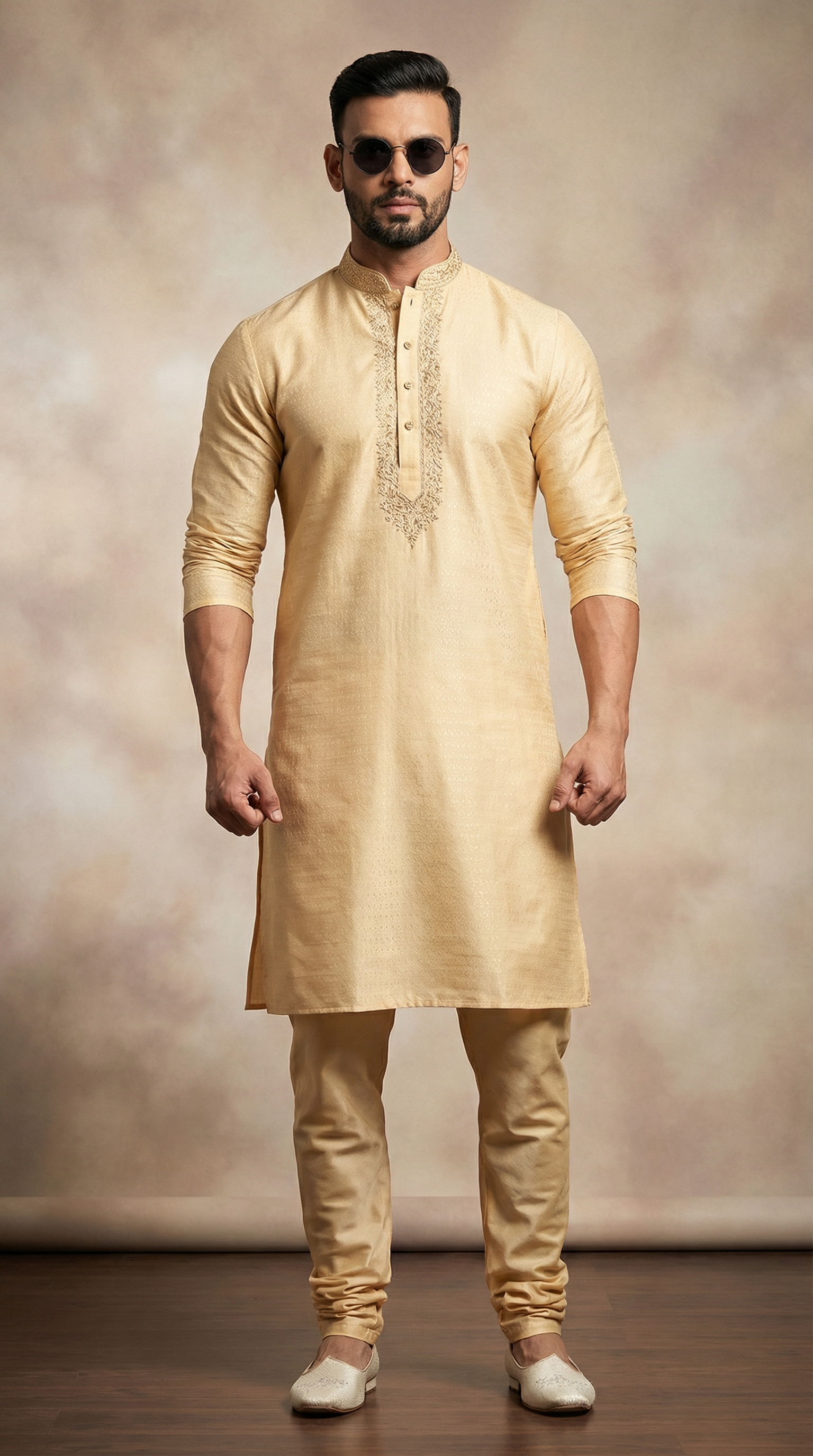 Men's Gold Resham Brocade Embroidered Set