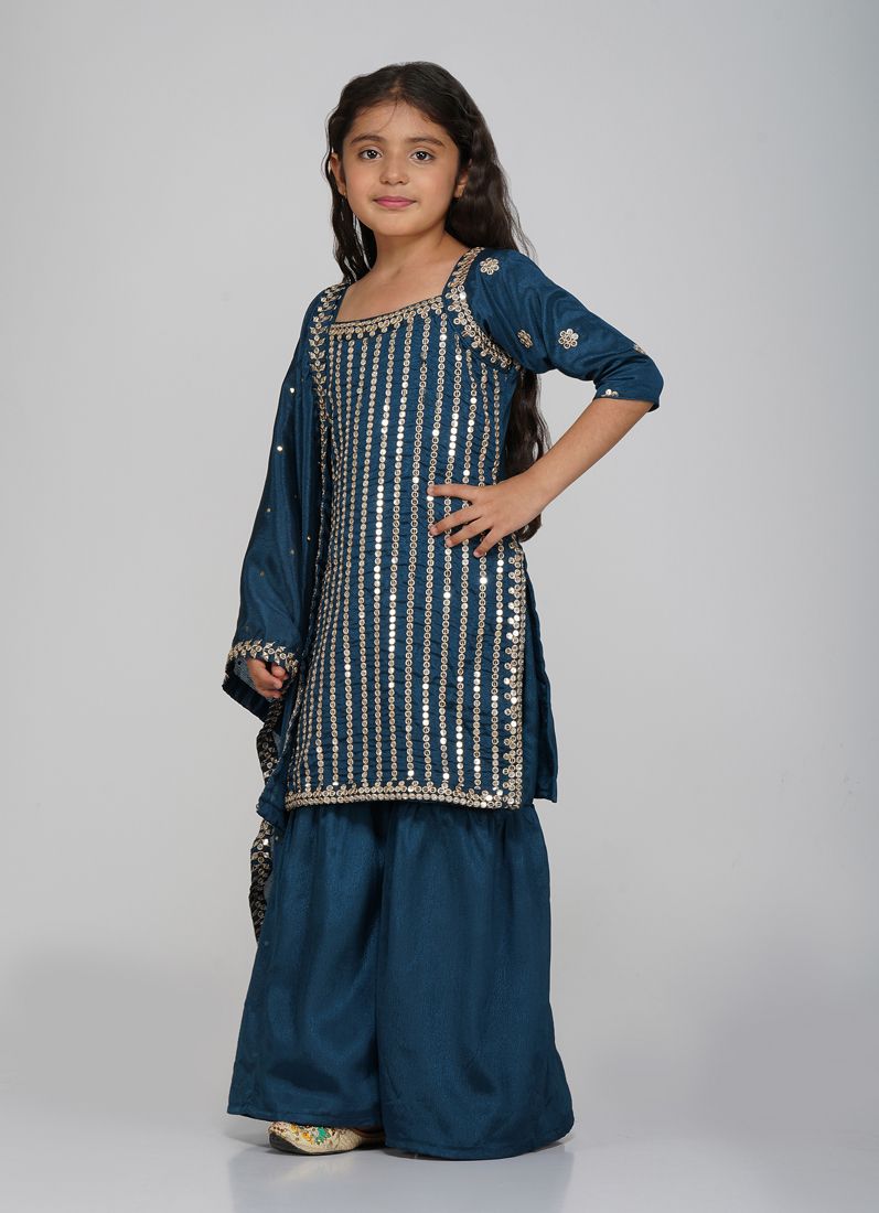 Buy Kids Dark Green Chinon Suit Set