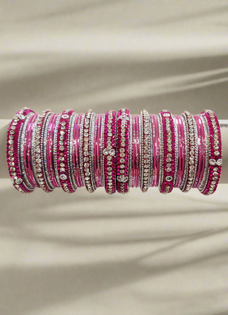 Buy Pink Studded Double Bangle Set in UK - Style ID: LB-2139-PI-2.10 ...