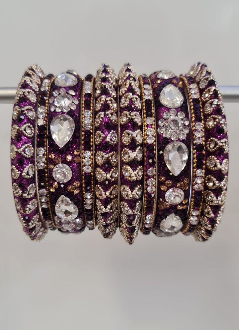 Buy Purple Intricate Bangle Set