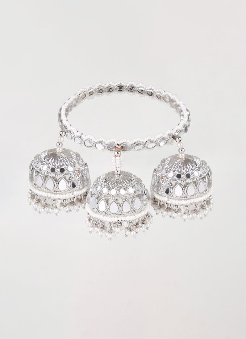 Buy Mirror With Triple Jumki Bangles In Antique Gold Colour Bangle Set