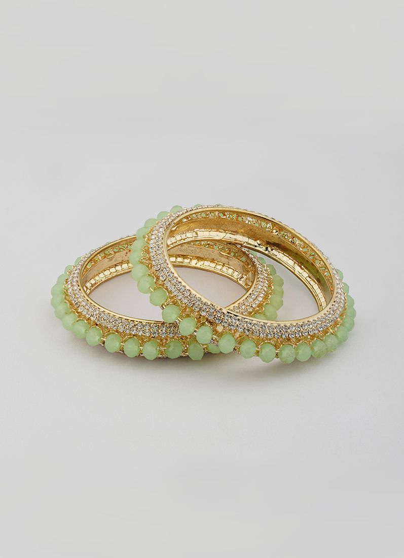 Buy Mint Green Crystal Bangle Set