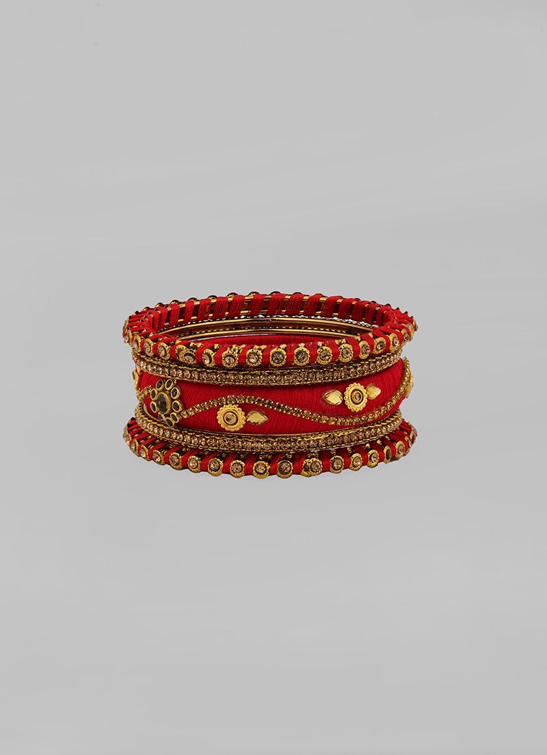 Buy Red Thread Bangle Set