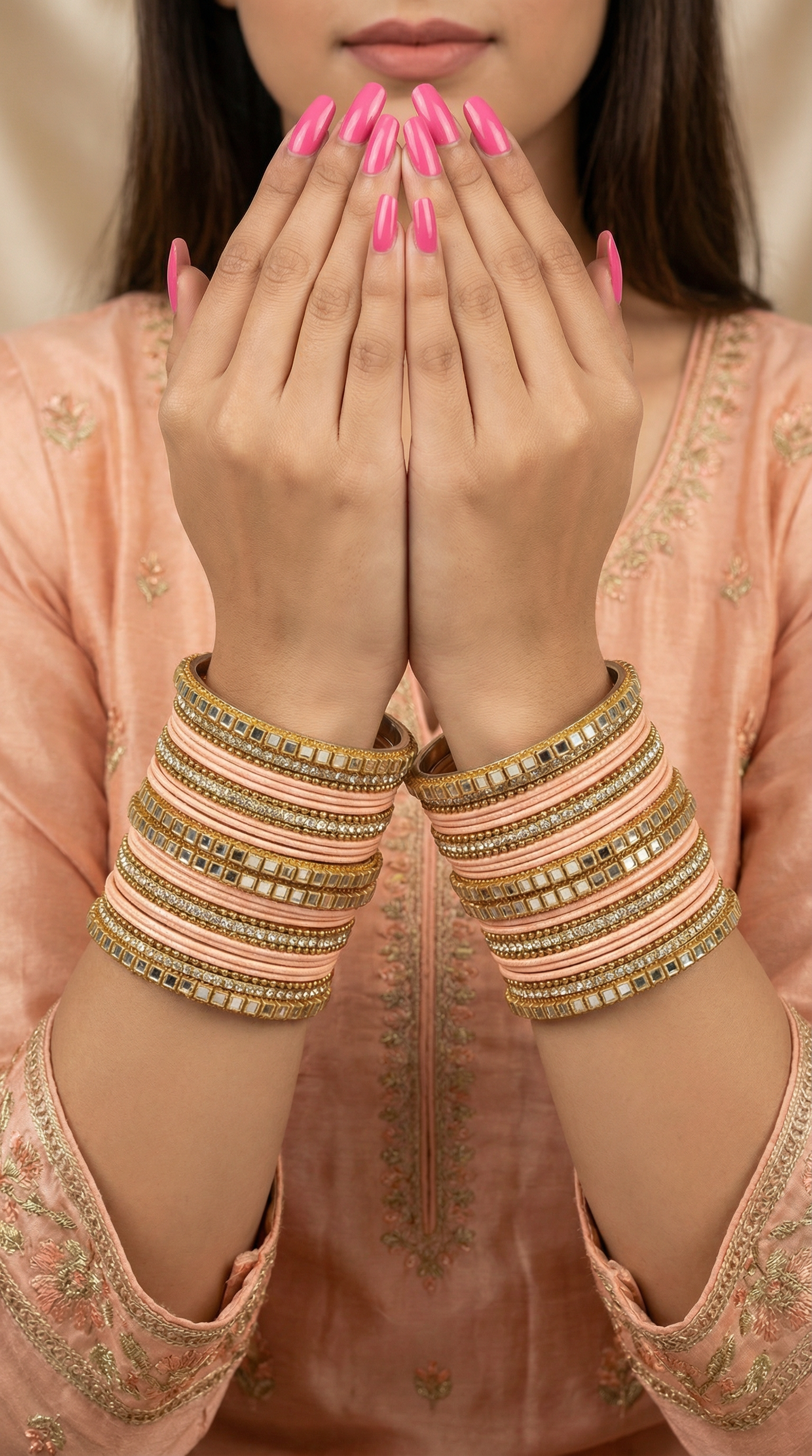 Peach Double Bangle Set