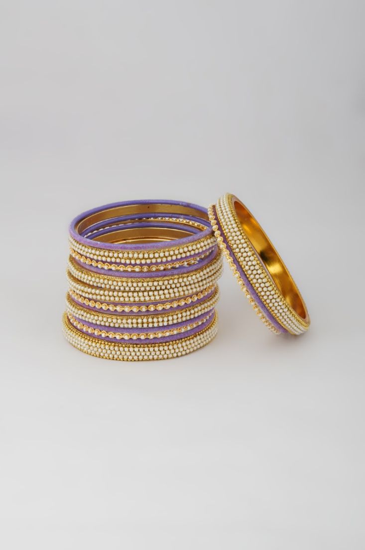 Buy Lilac Velvet Bangle Set