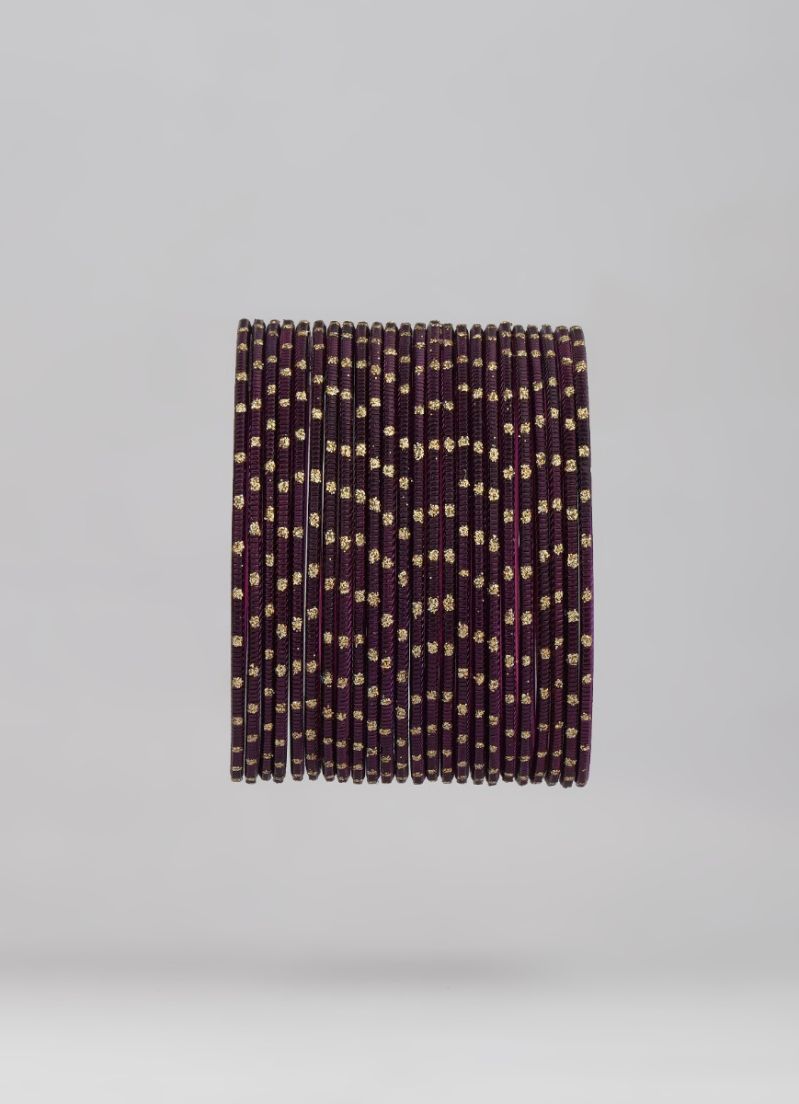 Buy Plum Glitter Spot Bangle Set