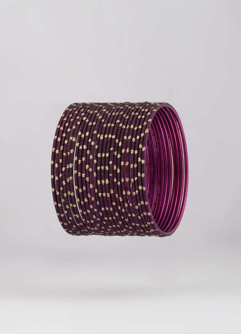 Buy Plum Glitter Spot Bangle Set