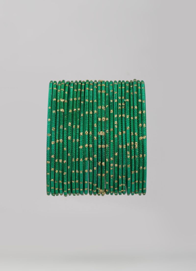 Buy Green Glitter Spot Bangle Set