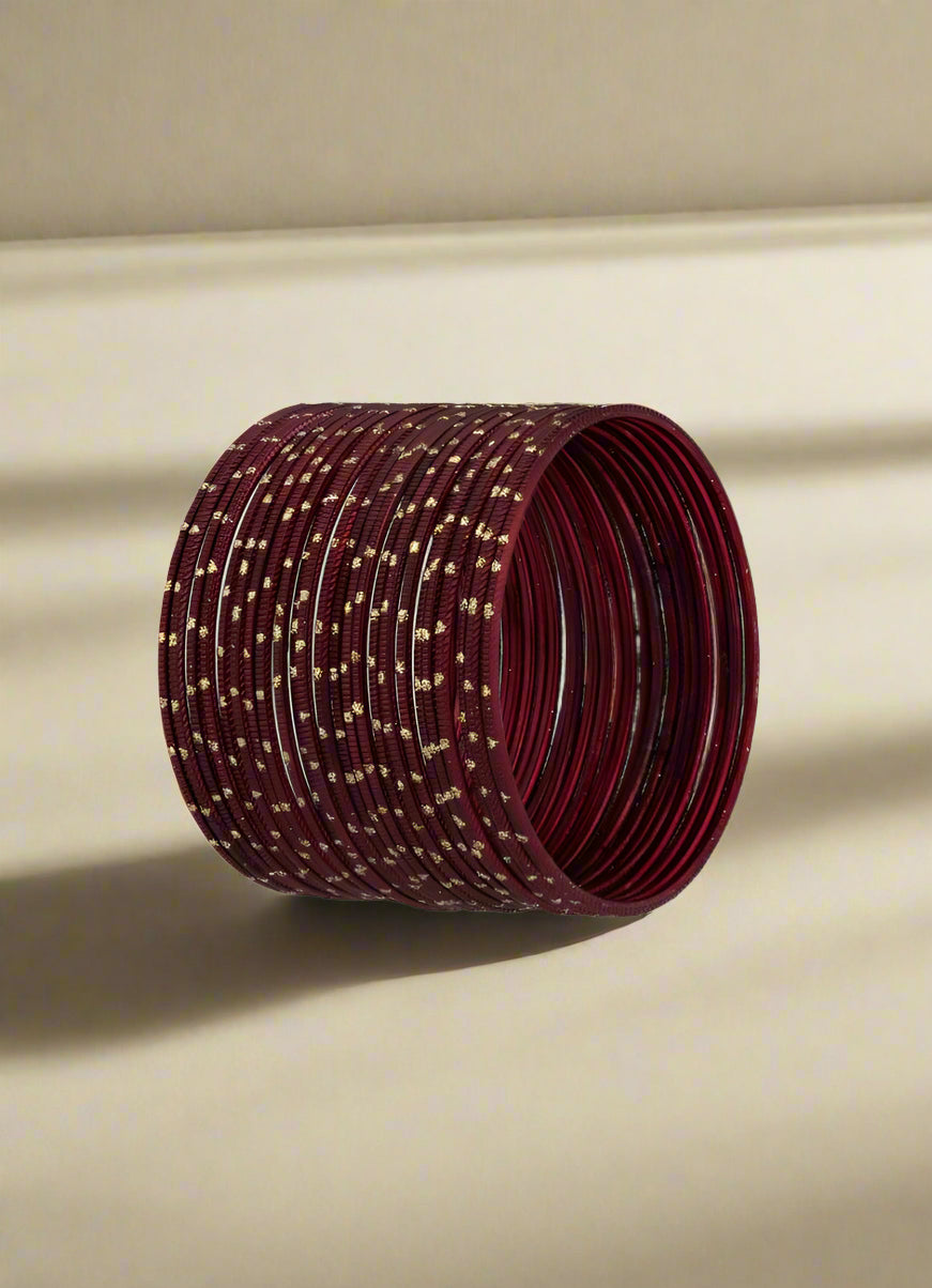 Buy Maroon Glitter Spot Bangle Set