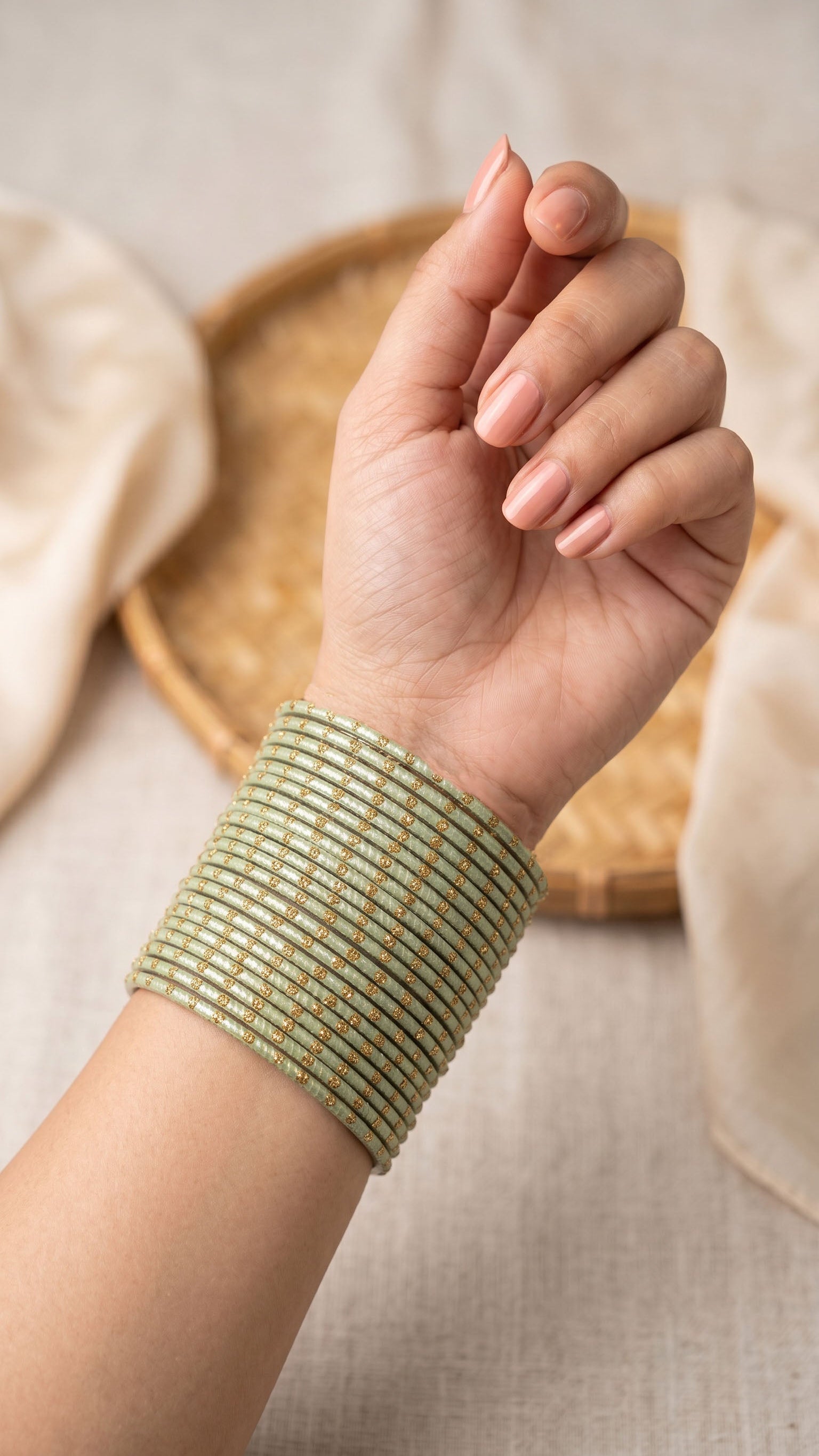 Light green stackable bangle set 