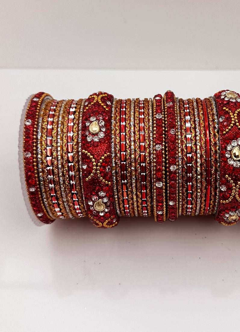 Buy Red Double Bangle Set