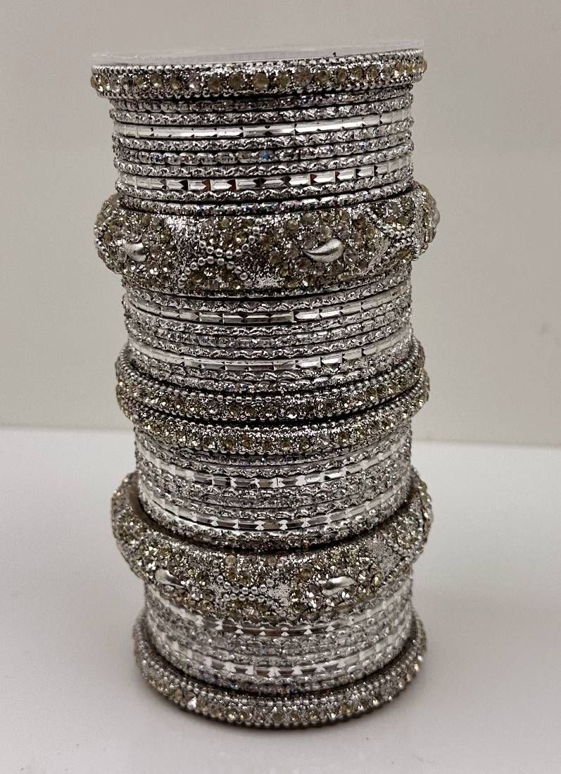 Buy Silver Double Bangle Set