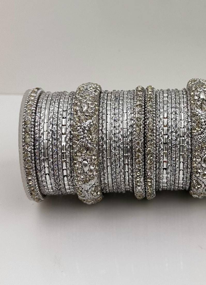 Buy Silver Double Bangle Set