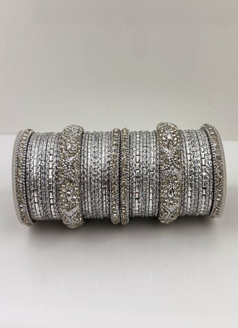 Buy Silver Double Bangle Set