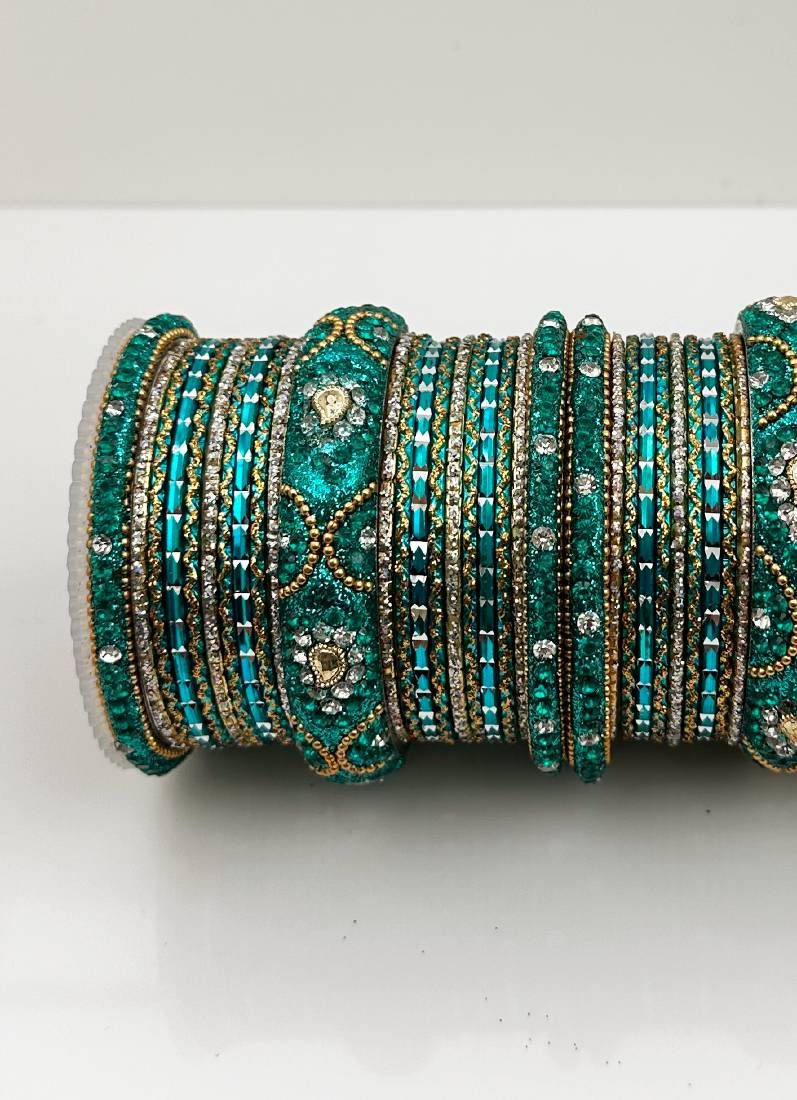 Buy Sea Green Double Bangle Set