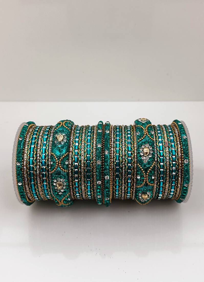 Buy Sea Green Double Bangle Set