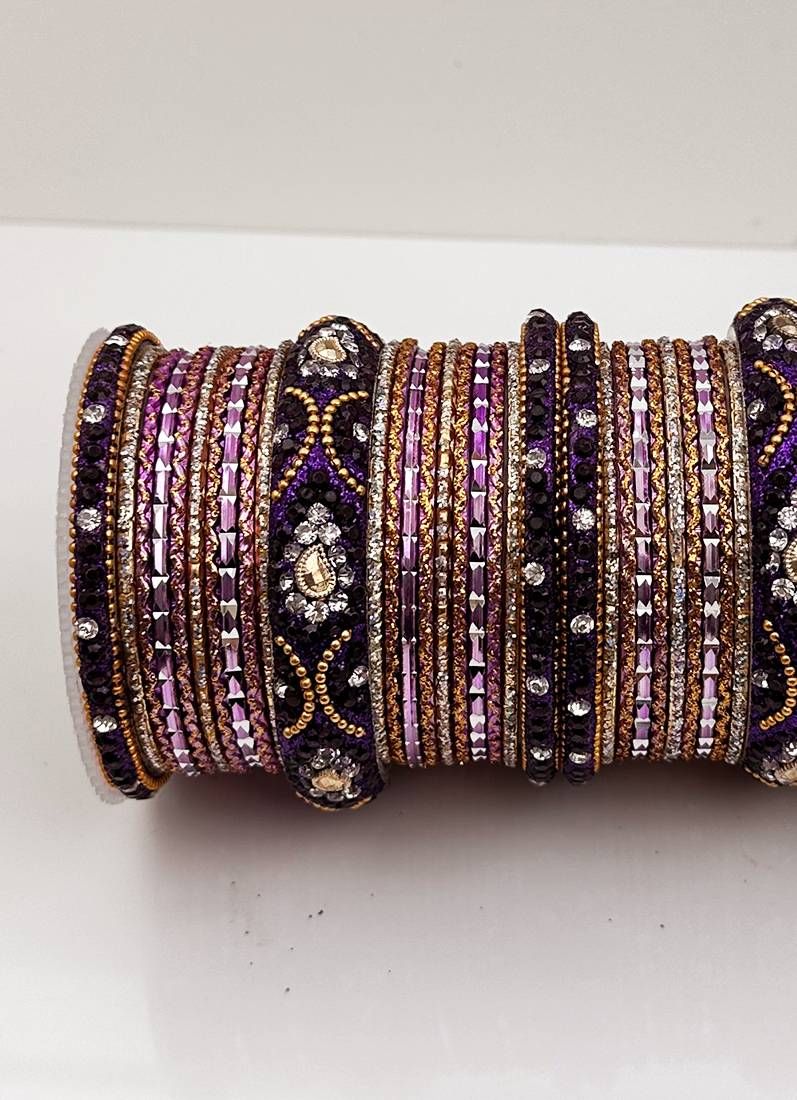 Buy Purple Double Bangle Set